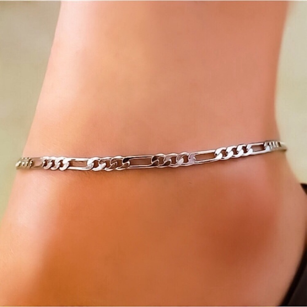⚜️𝟯𝟬%𝗢𝗙𝗙 𝗯𝘂𝗻𝗱𝗹𝗲𝘀 𝟯+⚜️ NEW Figaro Chain Stainless Steel Anklet - Picture 2 of 12
